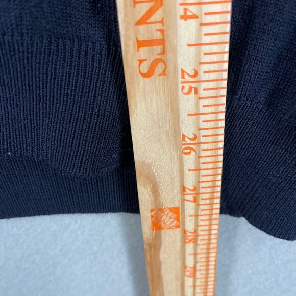 Brooks Brothers Wool Blend Sweater Mens Large Navy Blue V-neck Preppy *flaw - Picture 5 of 8